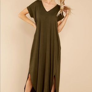 ALWAYS THE SAME THING OLIVE GREEN MAXI DRESS